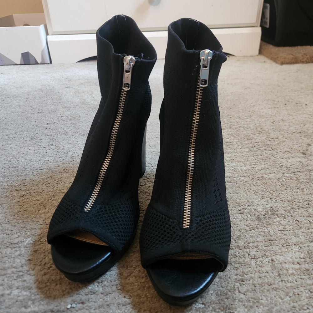 Elegant Black Peep-Toe Ankle Boots